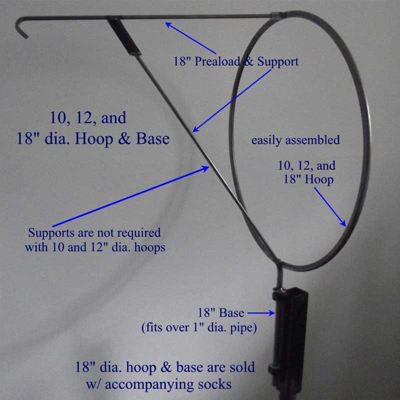 Ten, twelve and eighteen inch assembled hoop and base